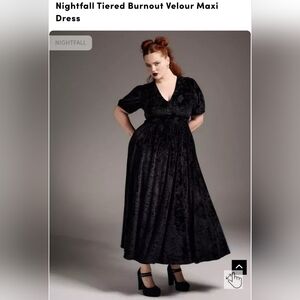 Torrid Nightfall Tiered Burnout Velour Maxi Dress